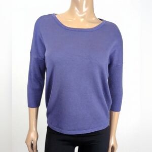 Saint Tropez Mila Pullover Knit Top 3/4 Ribbed Sleeve Purple Womens Size XS